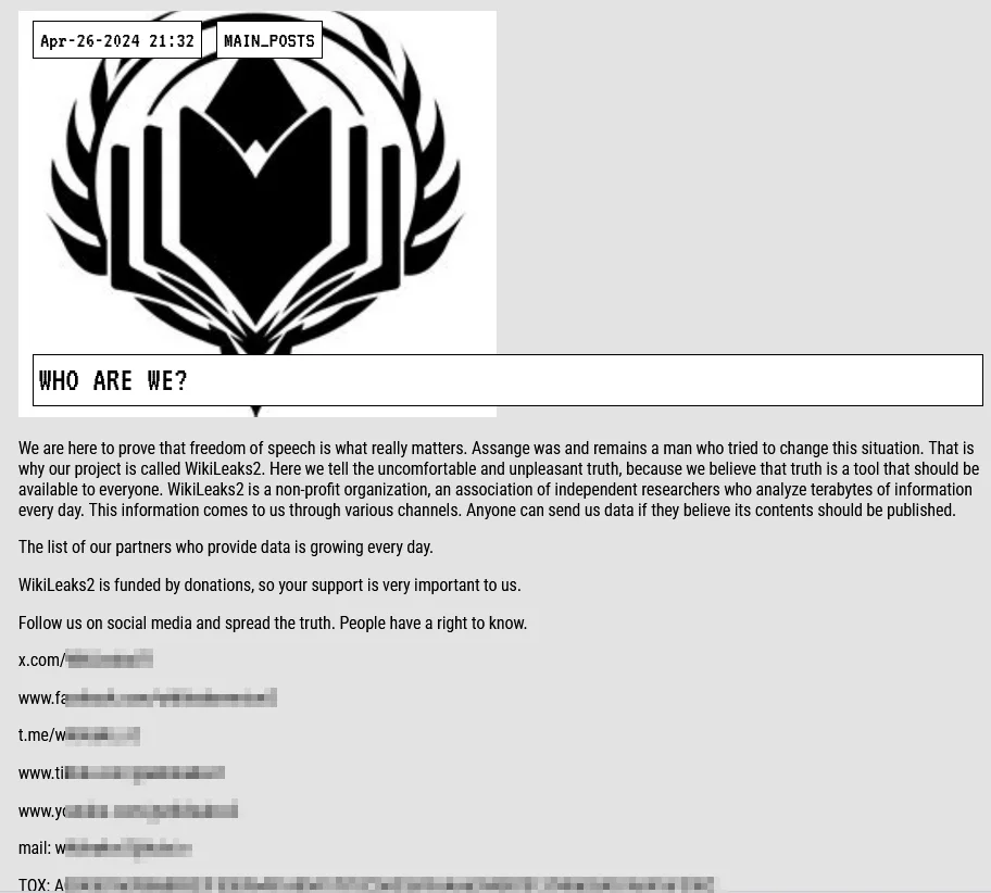 Qilin’s blog named: WikiLeaks2