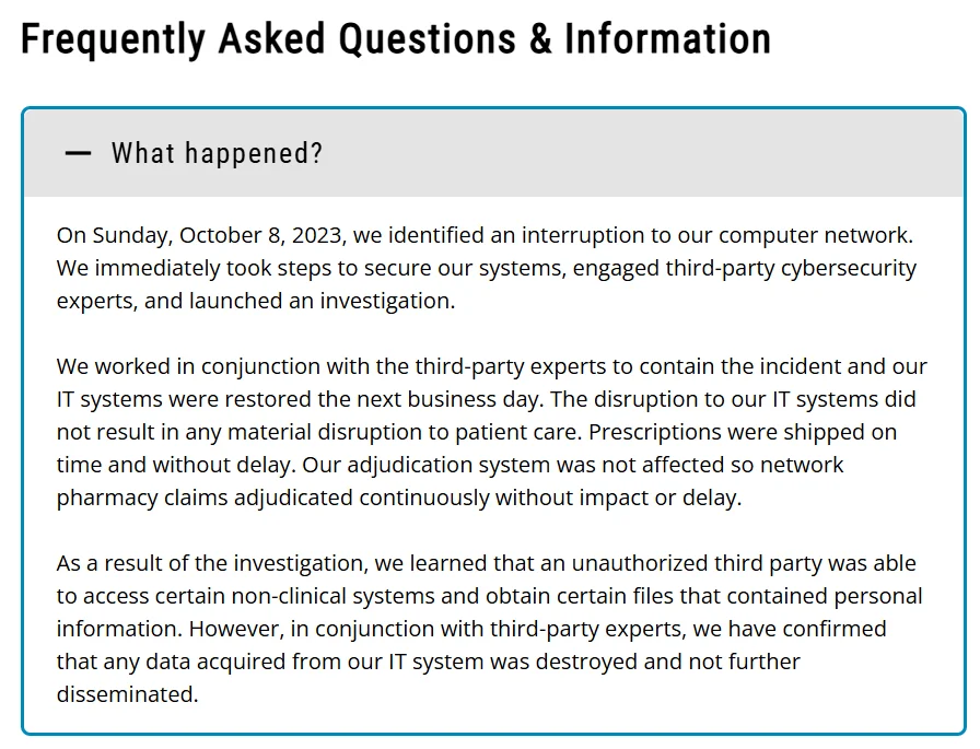 Data breach disclosure by Sav-RX