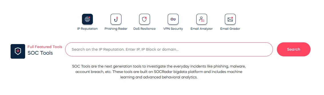Free SOC Tools featured on SOCRadar LABS