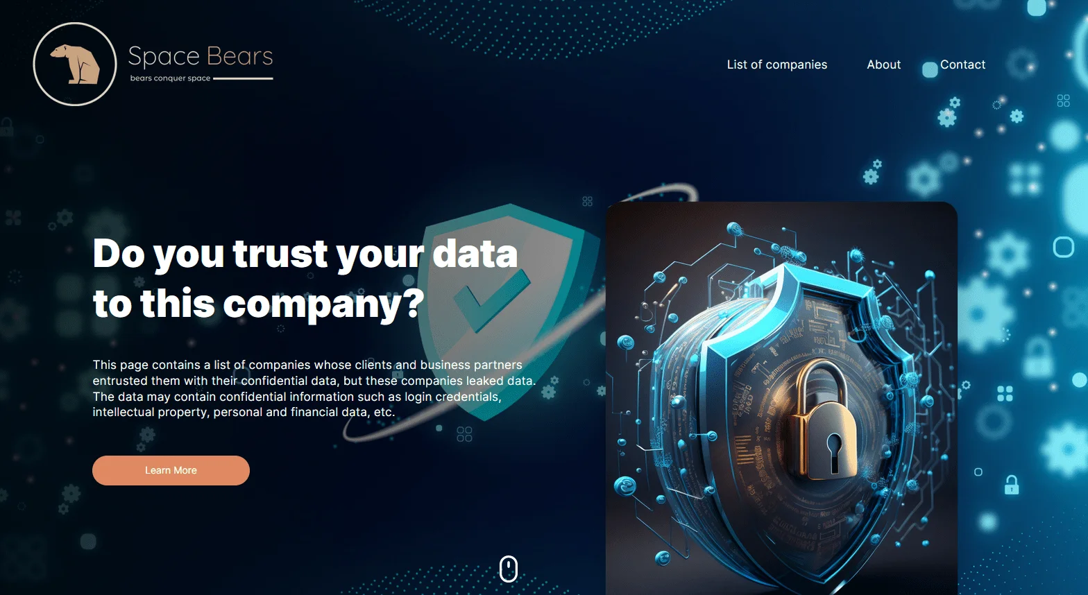 Main page of SpaceBears’ Data Leak Site (DLS)