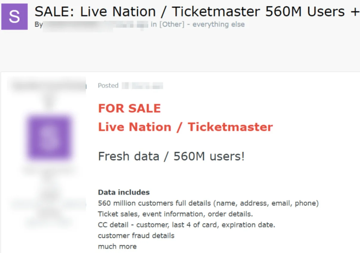 Ticketmaster data breach post
