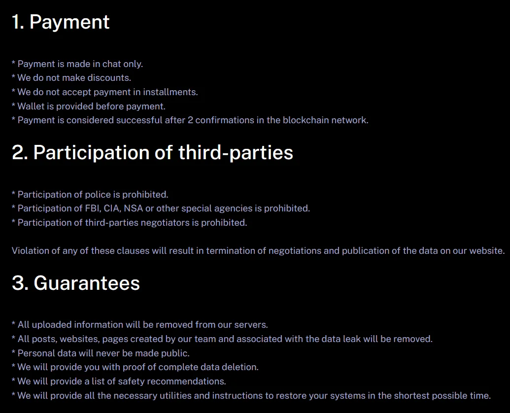 Terms of service in Brain Cipher’s DLS