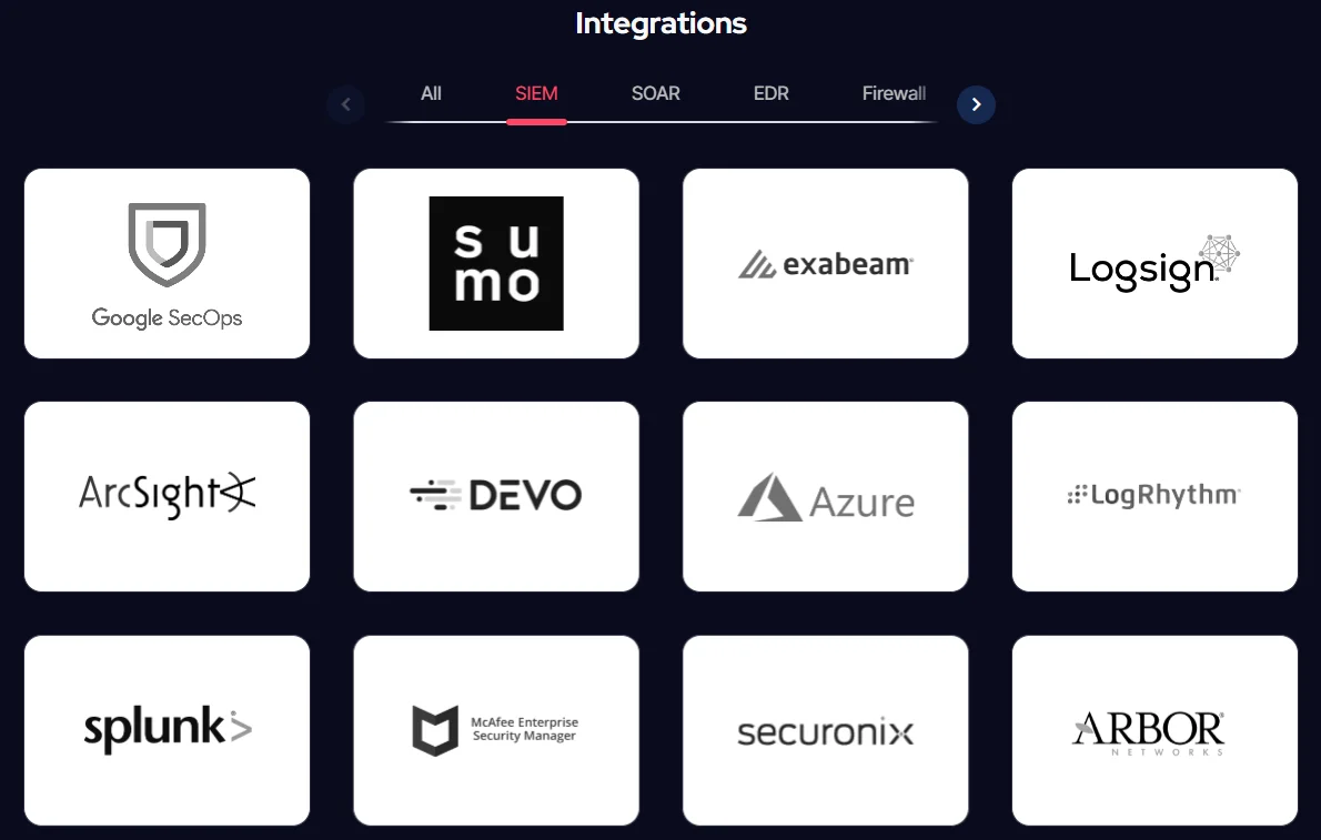 SOCRadar Platform can be integrated with many Network Security Monitoring technologies. Click here for further information.