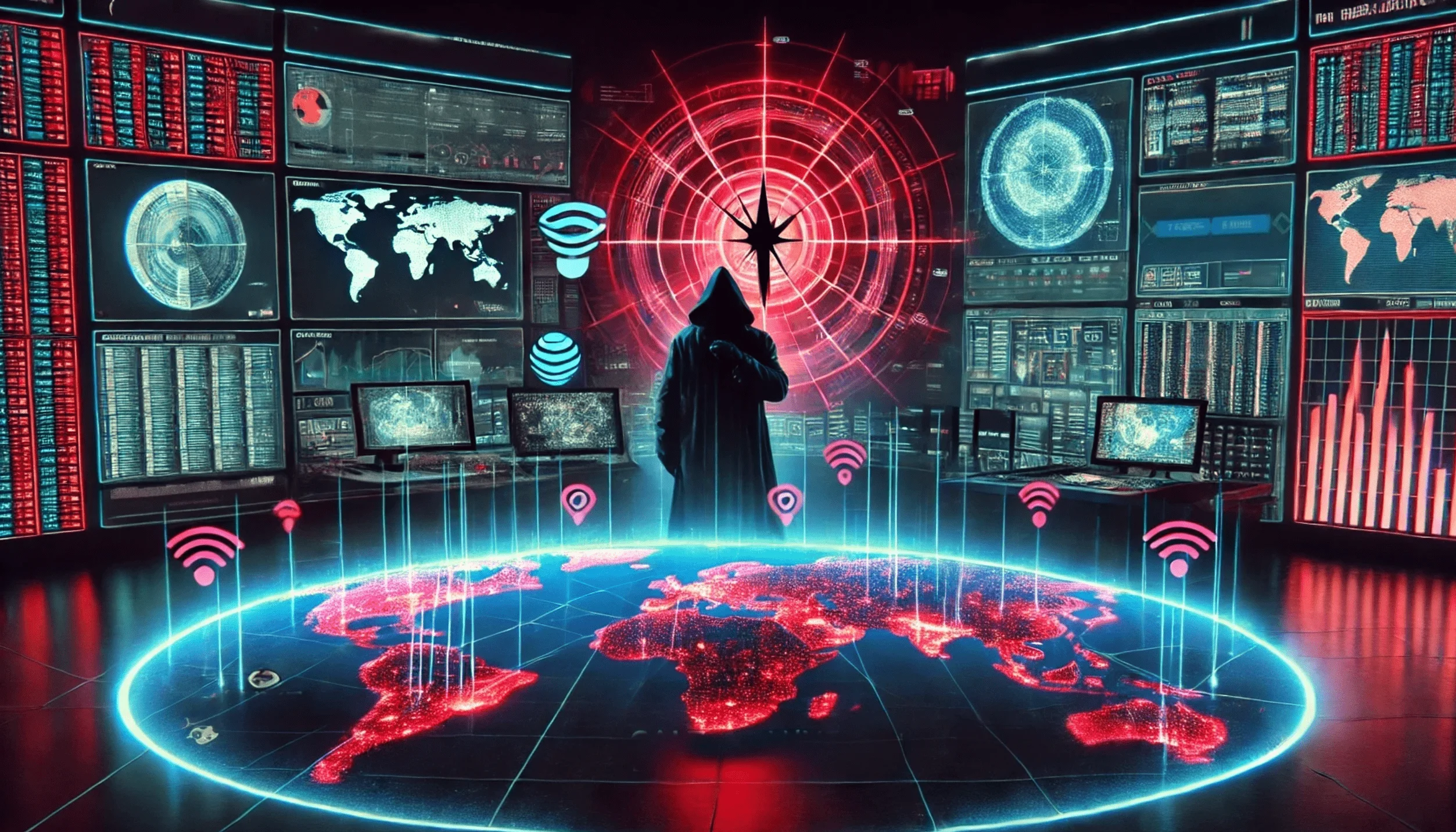 “Major telecommunication industry attacks”, illustrated by DALL-E