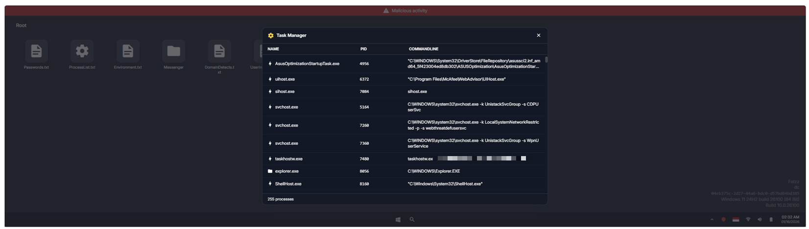Process visibility within File Insight helps analysts review execution context and inspect suspicious or high-risk activity on a compromised endpoint.