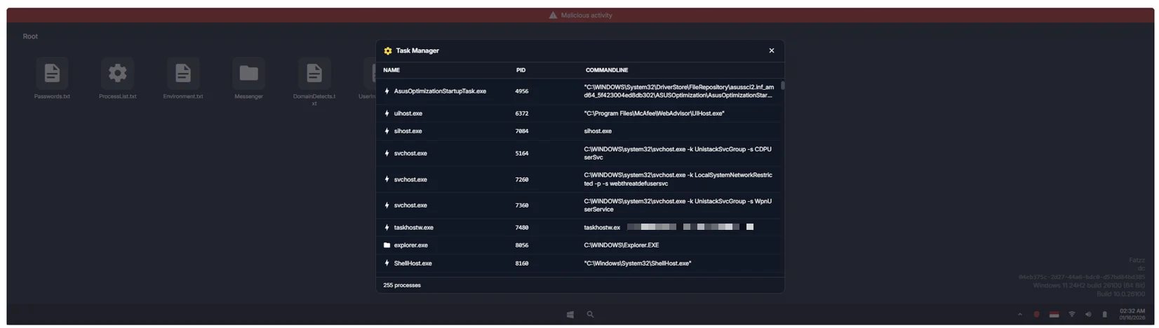 Process visibility within File Insight helps analysts review execution context and inspect suspicious or high-risk activity on a compromised endpoint.