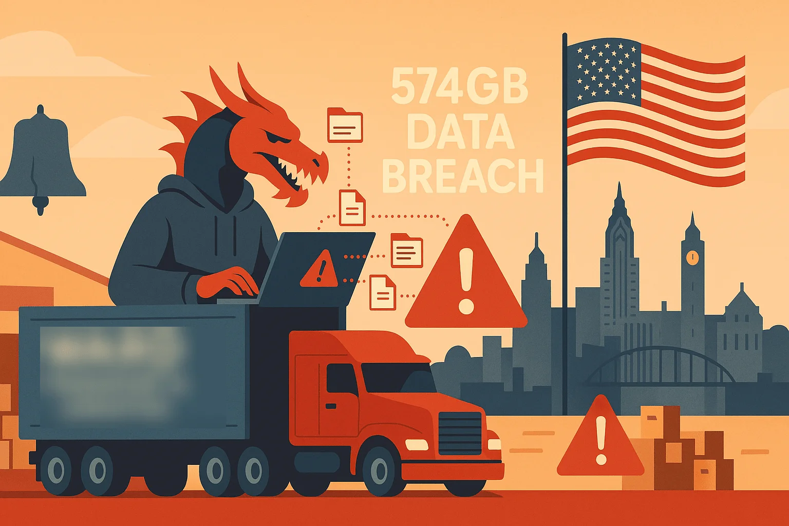 A threat actor stealing data from a truck in a U.S. city - created by DALL-E