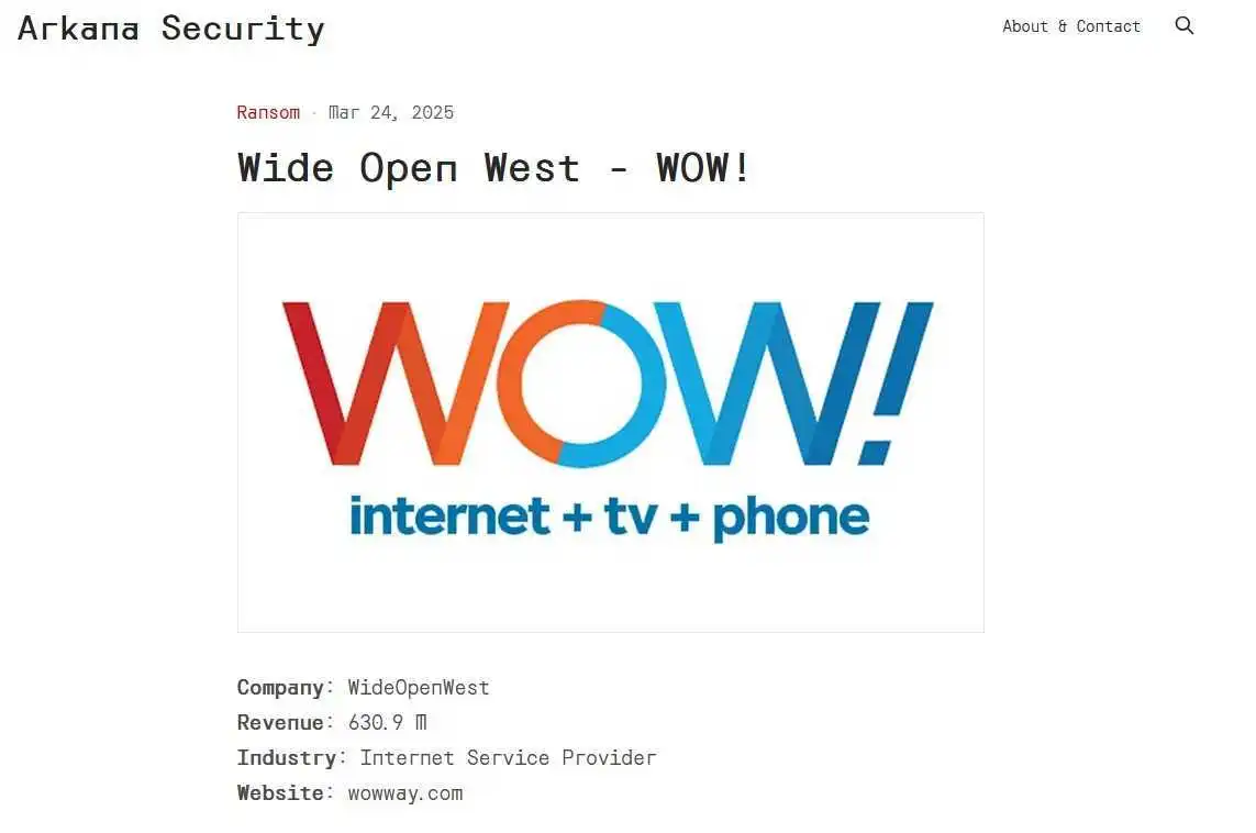 Arkana Security - WOW Victim Page
