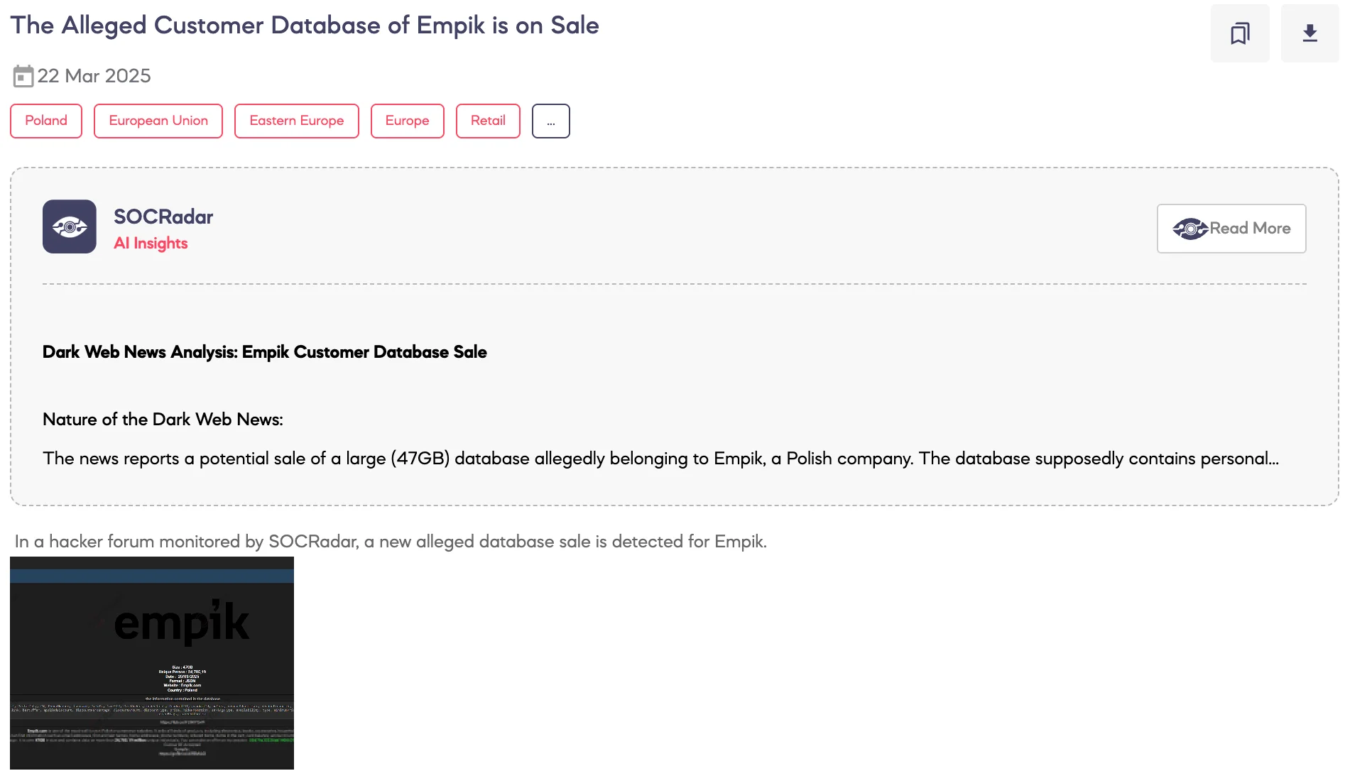 The Alleged Customer Database of Empik is on Sale