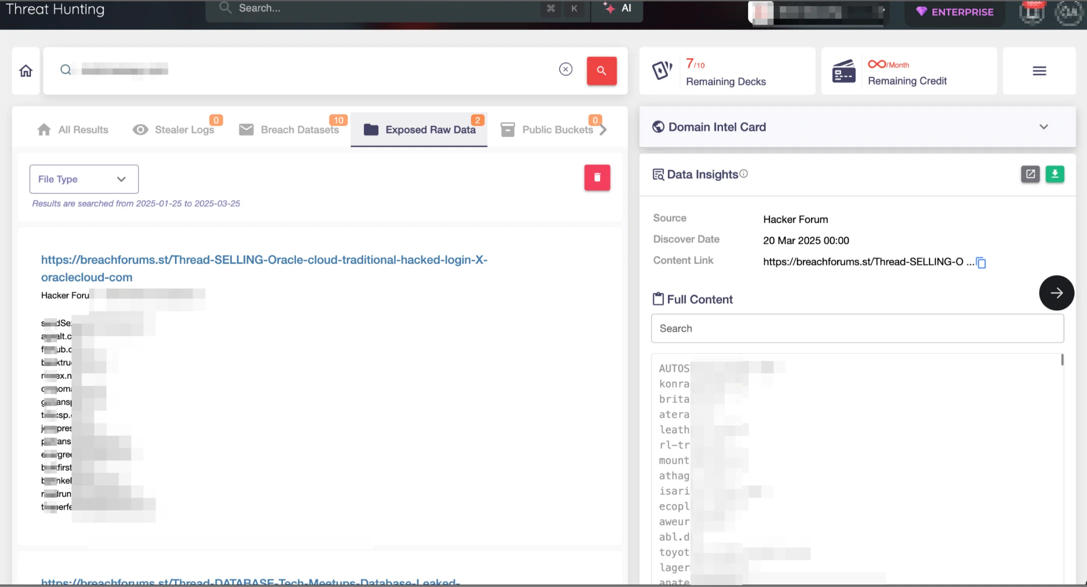 Users can query the stolen dataset using keywords like company name, domains, or email addresses to identify their potential exposure