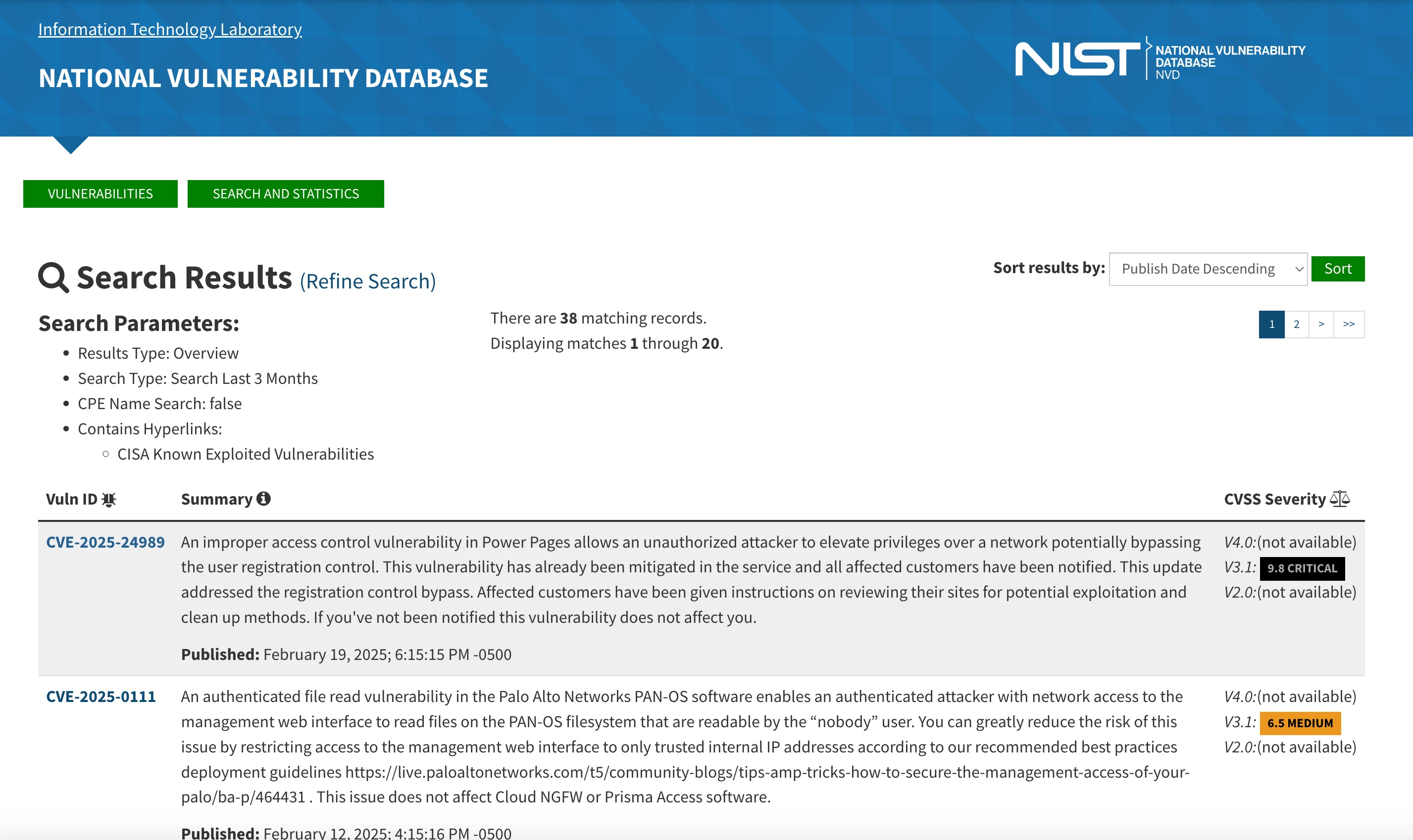 National Vulnerability Database