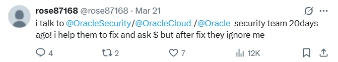 Initial post of threat actor (X)