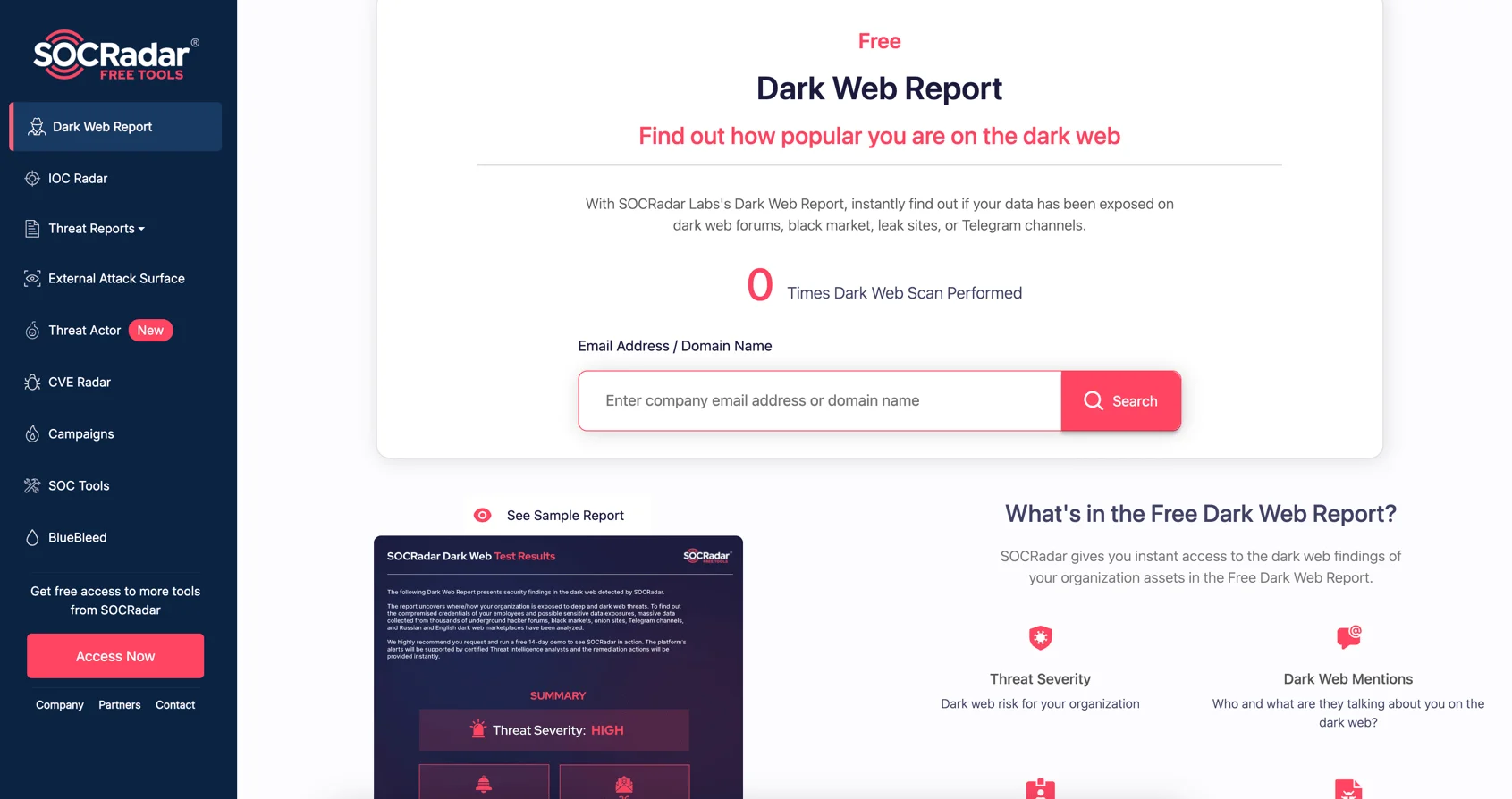 SOCRadar Labs Free Dark Web Report