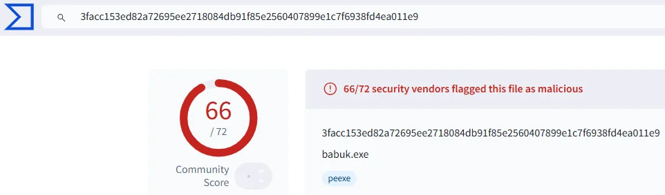 LockBit Black sample “3facc153ed82a72695ee2718084db91f85e2560407899e1c7f6938fd4ea011e9” in VirusTotal