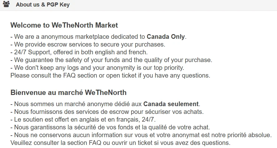 About us section of WeTheNorth Market