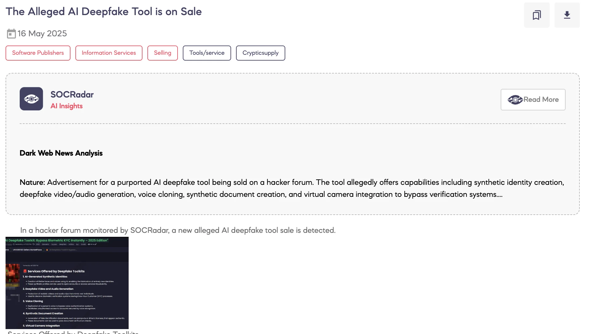 Alleged AI Deepfake Tool is on Sale