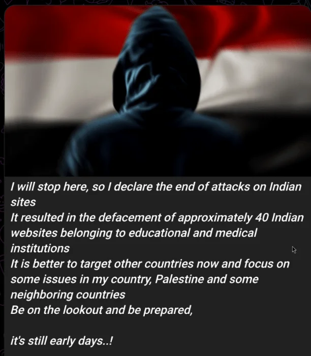 Defecament Telegram post targeting India