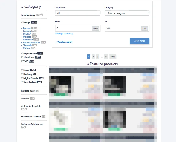 Torzon Market, Categories & Featured products