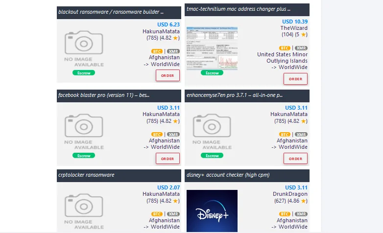 Torzon Market, Software & Malware section