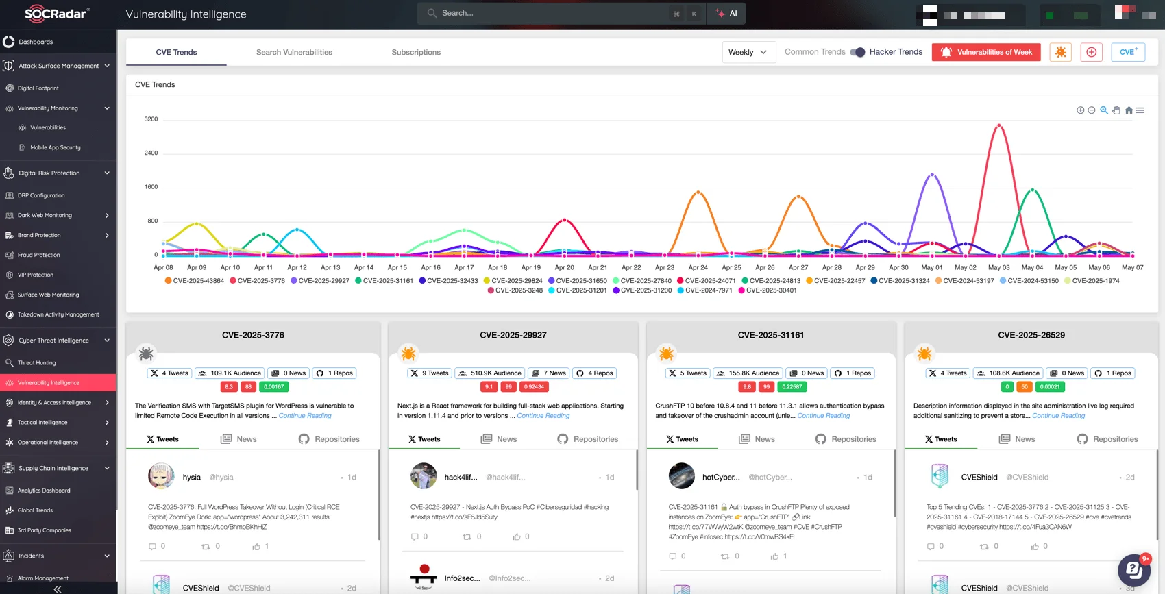 Track the latest vulnerabilities with SOCRadar’s Vulnerability Intelligence