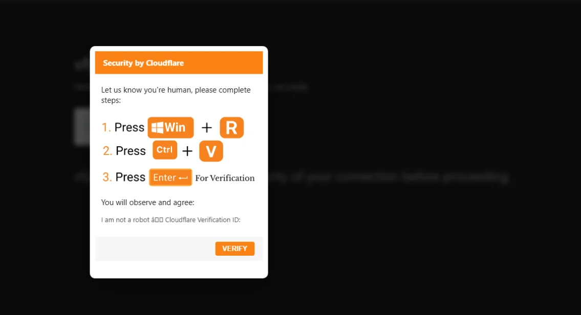 Fake CAPTCHA displayed by ClickFix (Source: Trend Micro)