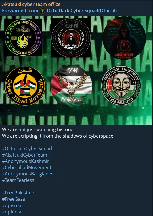 Akatsuki Cyber Team’s Telegram post
