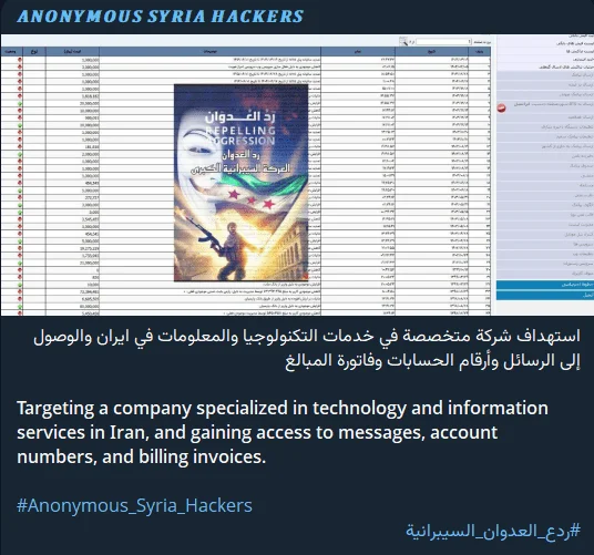 Anonymous Syria Hackers’ Telegram post