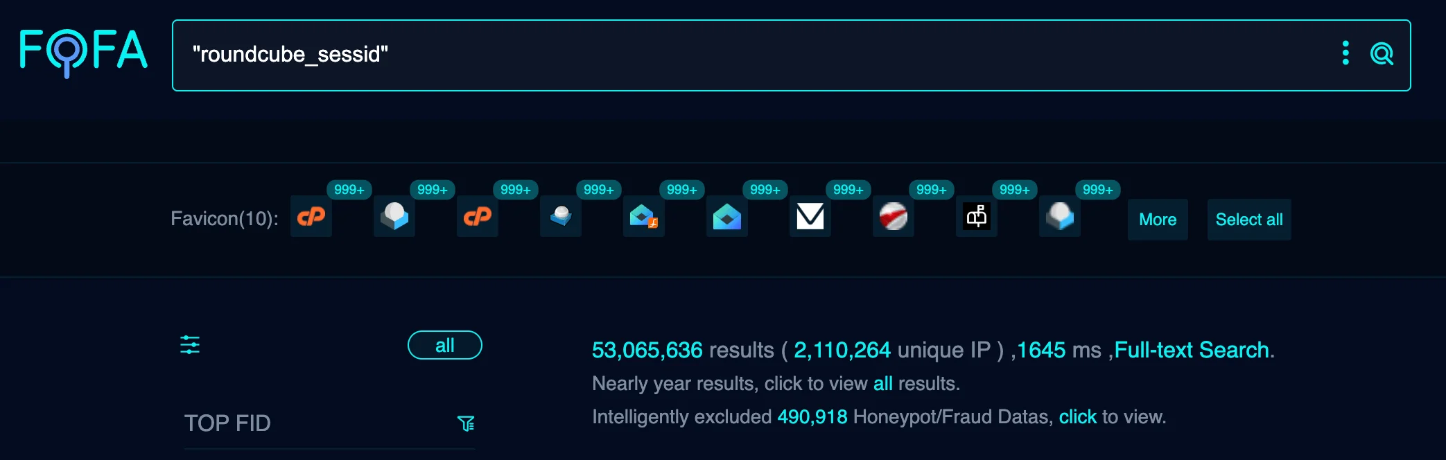 FOFA results on Roundcube hosts