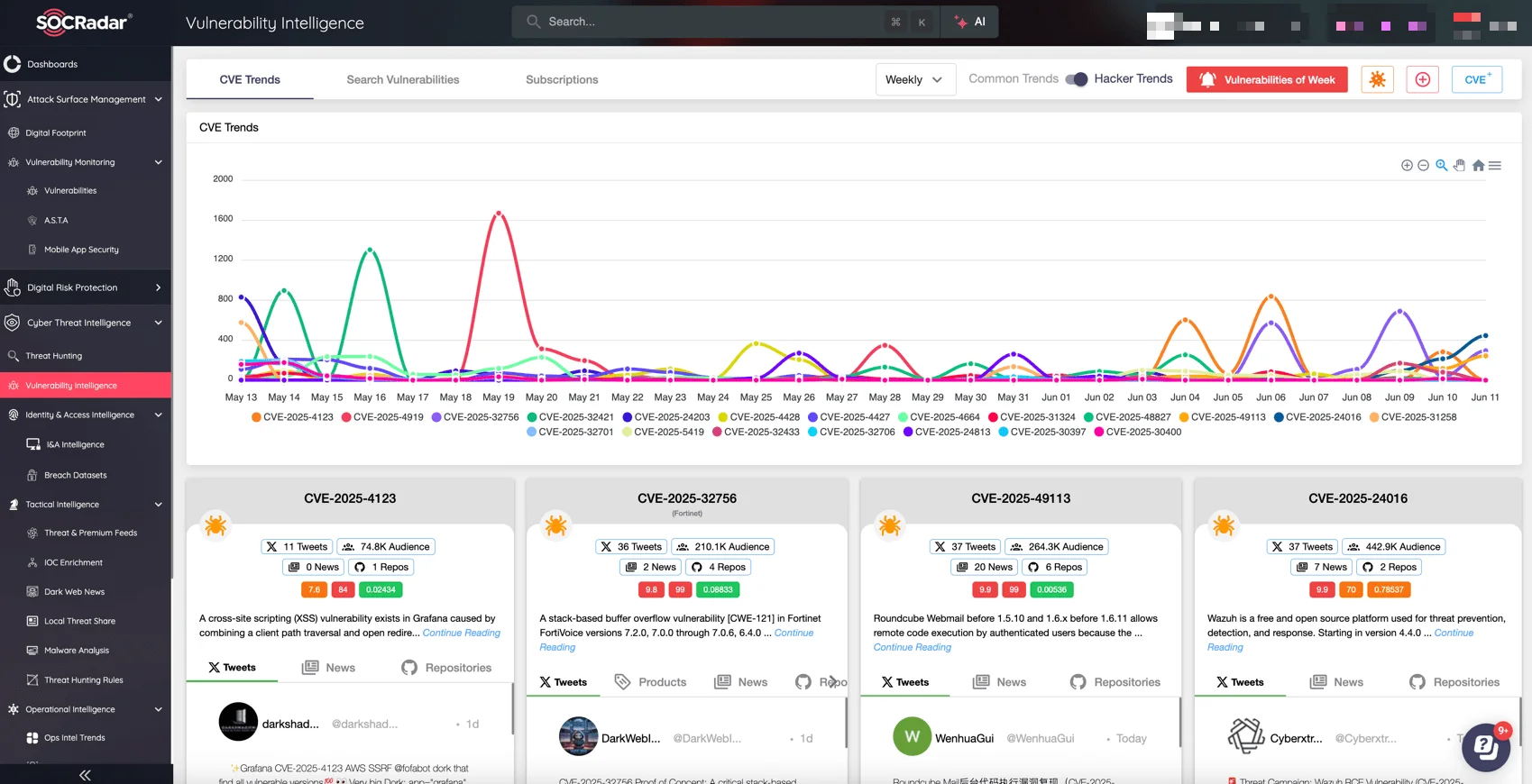 Track the latest CVEs and exploit trends with SOCRadar’s Vulnerability Intelligence