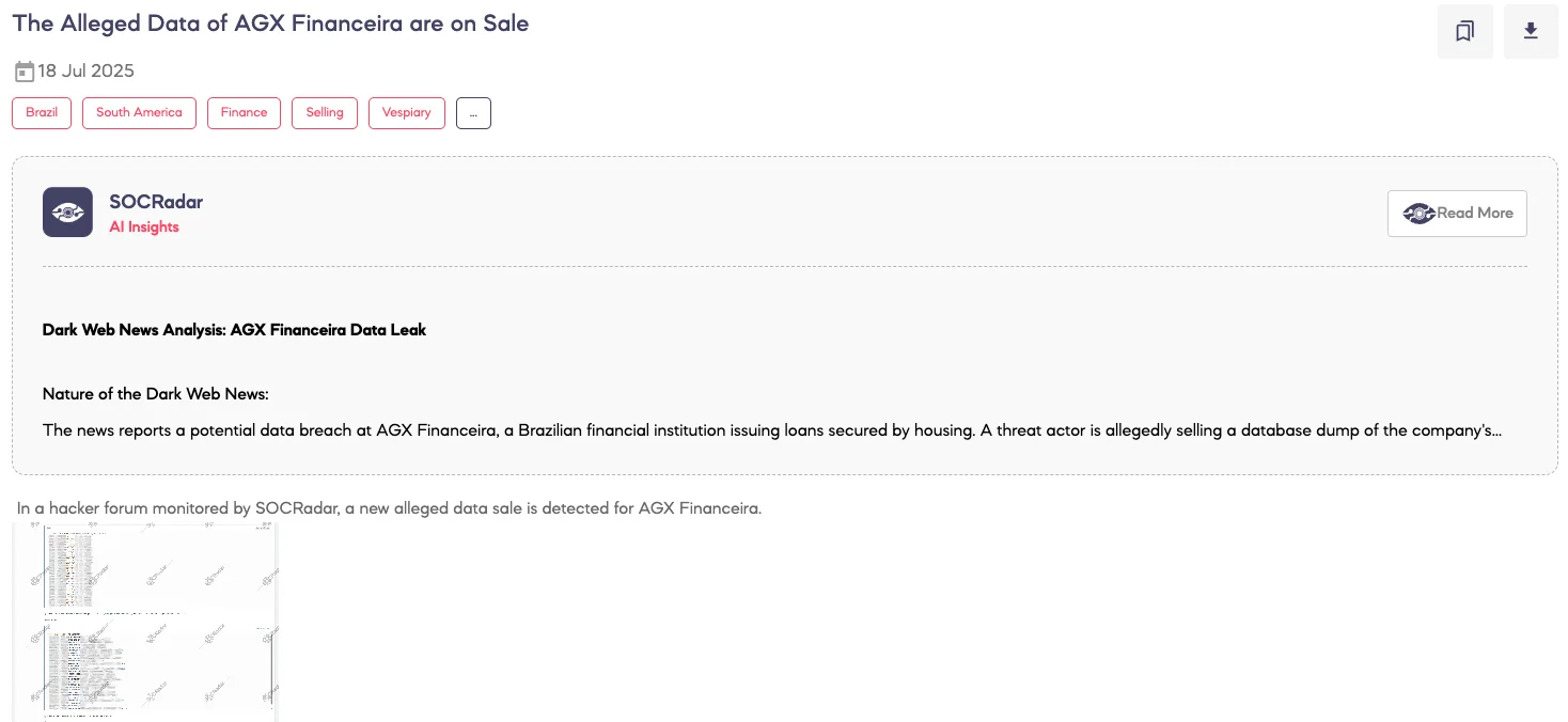 Alleged Data of AGX Financeira are on Sale