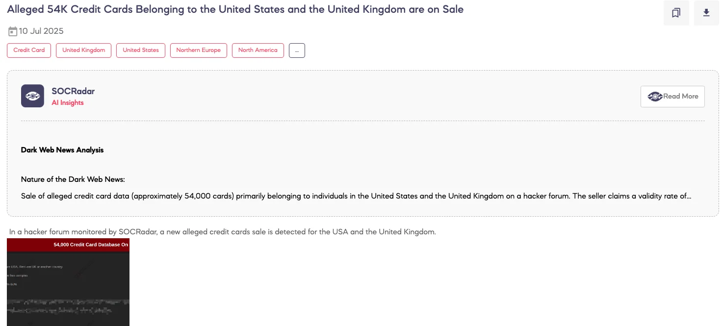 Alleged 54K Credit Cards Belonging to the United States and the United Kingdom are on Sale
