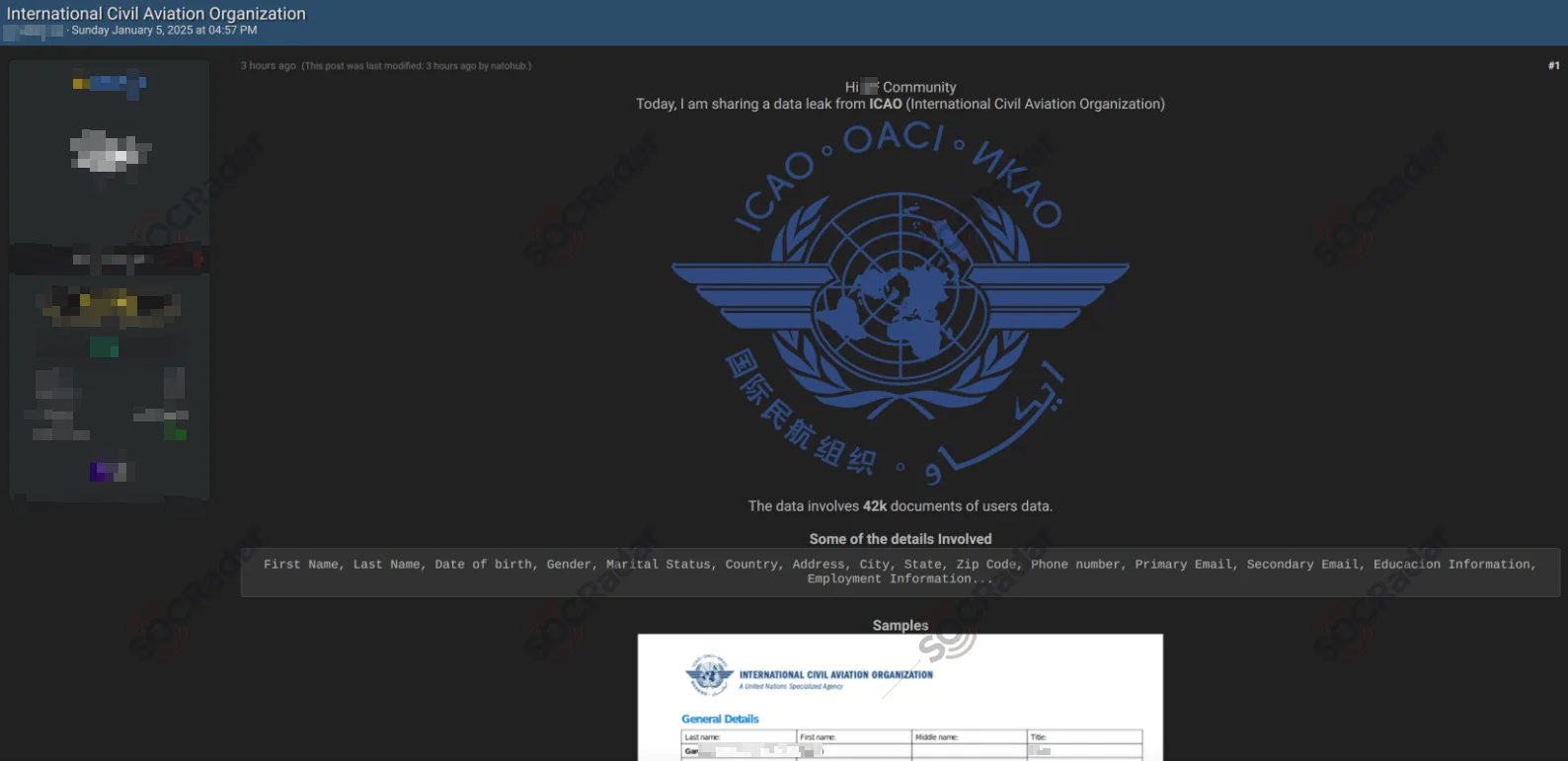 Threat actor claims to have breached ICAO