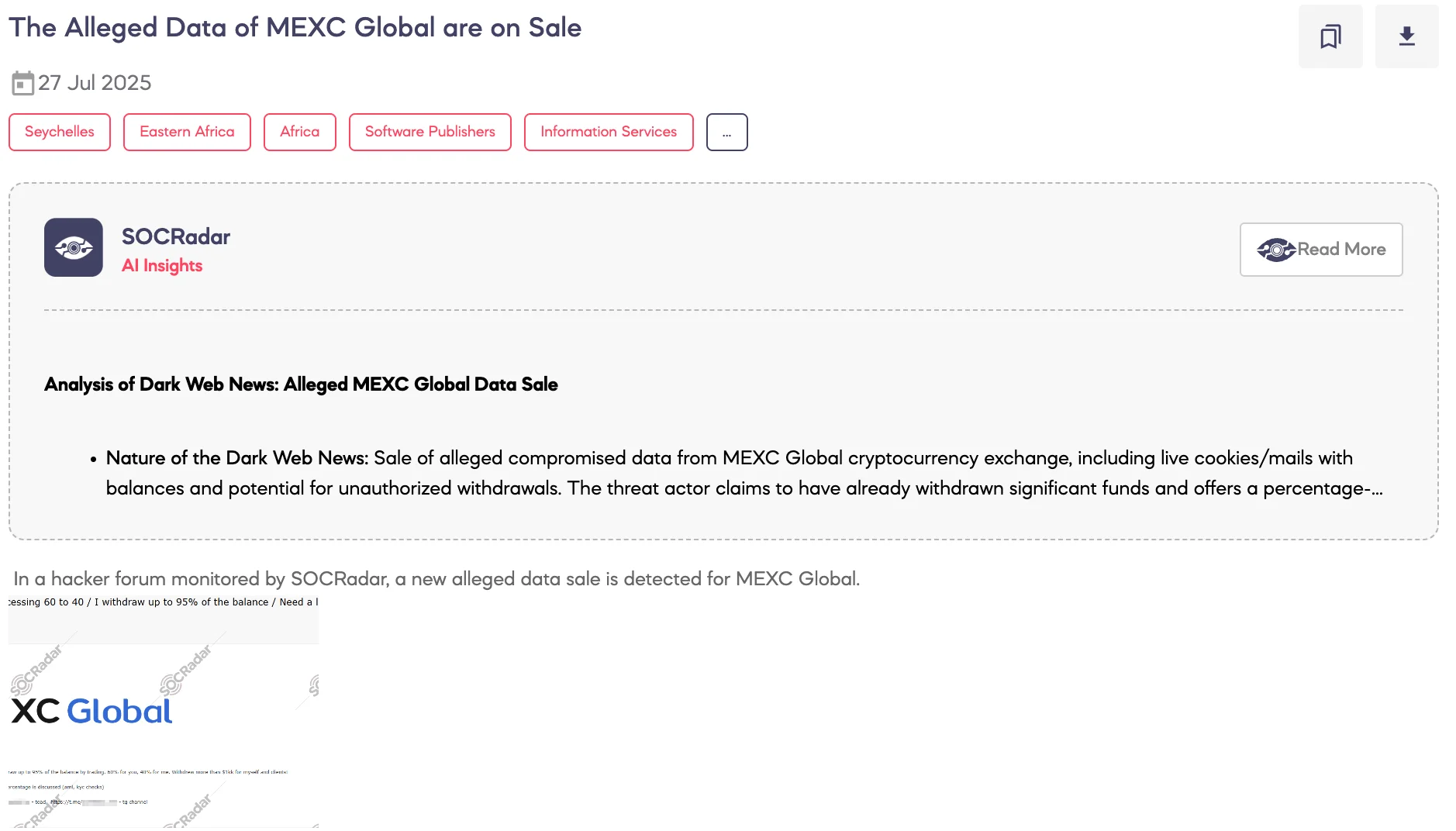 The Alleged Data of MEXC Global are on Sale