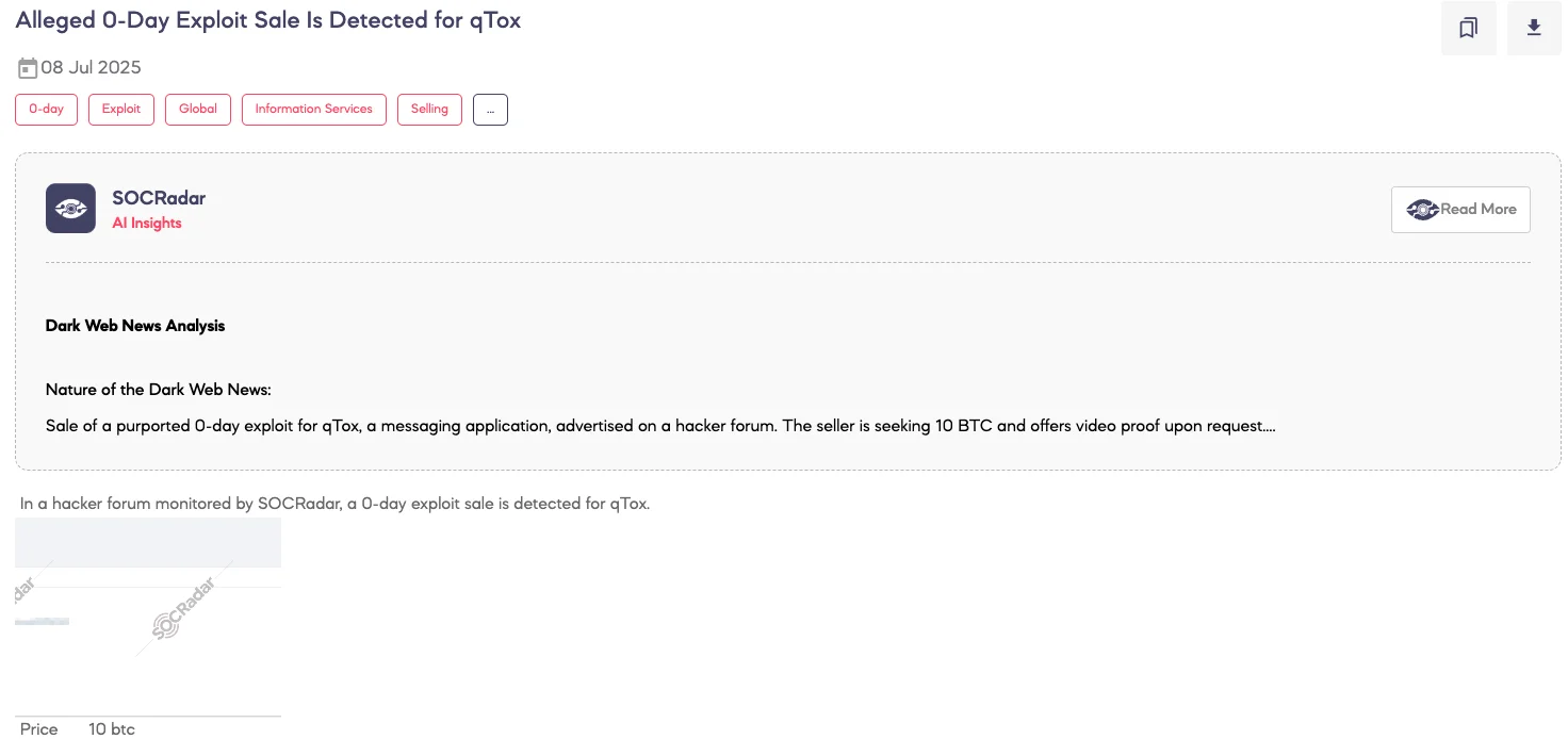 Alleged 0-Day Exploit Sale Is Detected for qTox
