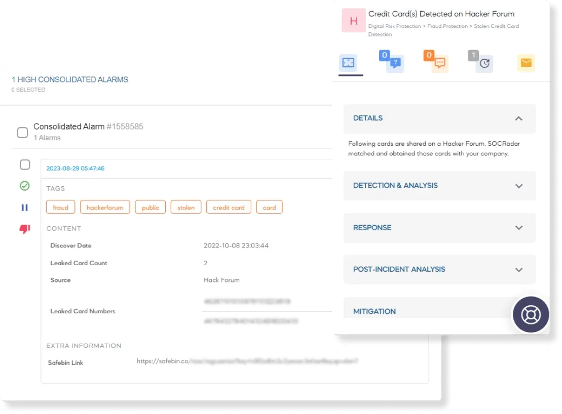 Stolen Credit Card Tracking: Immediate alerts if your business or customer data is found in illicit credit card dumps.