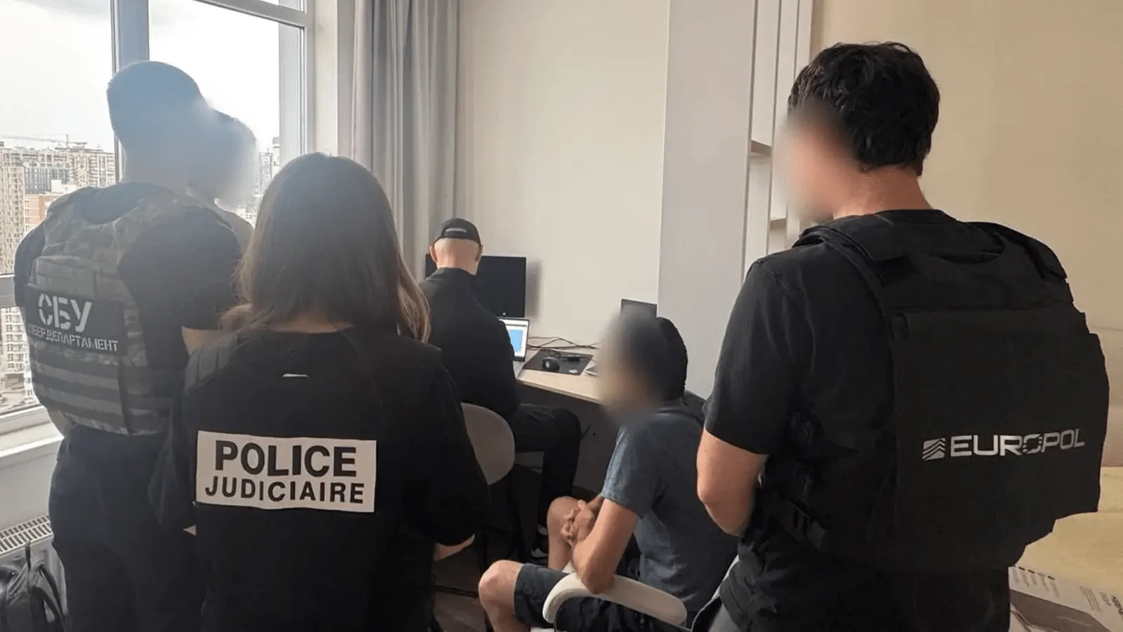 An image shared by Europol shows Ukrainian, French, and Europol officers working together during the investigation into XSS.is (Europol)