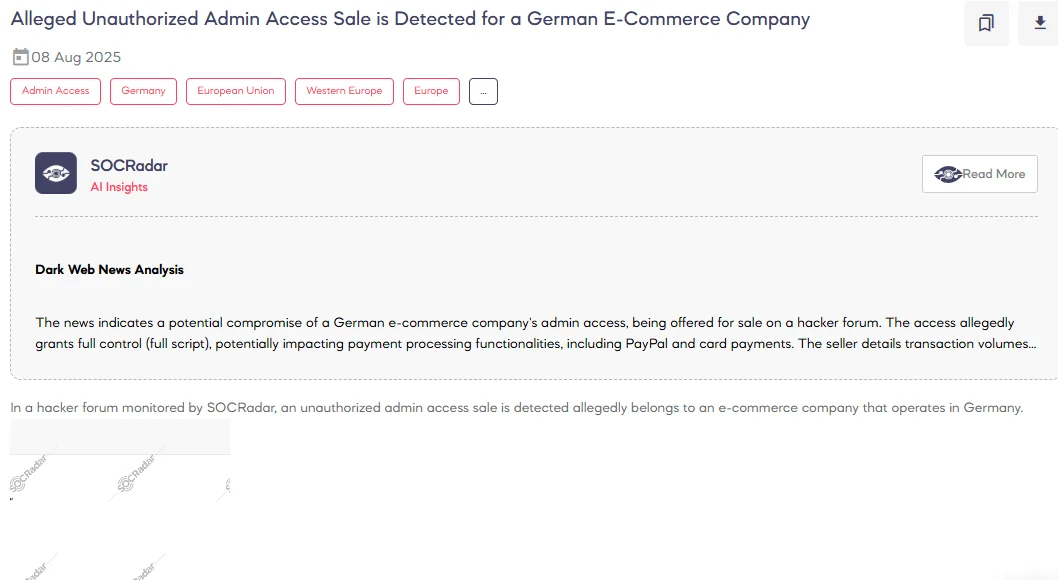 Alleged Admin Access to German Gambio CMS E-Commerce Site