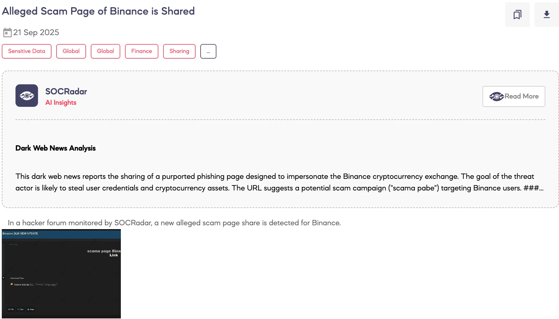 Alleged Scam Page of Binance is Shared