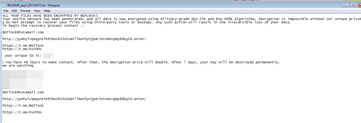 Decoded ransom note