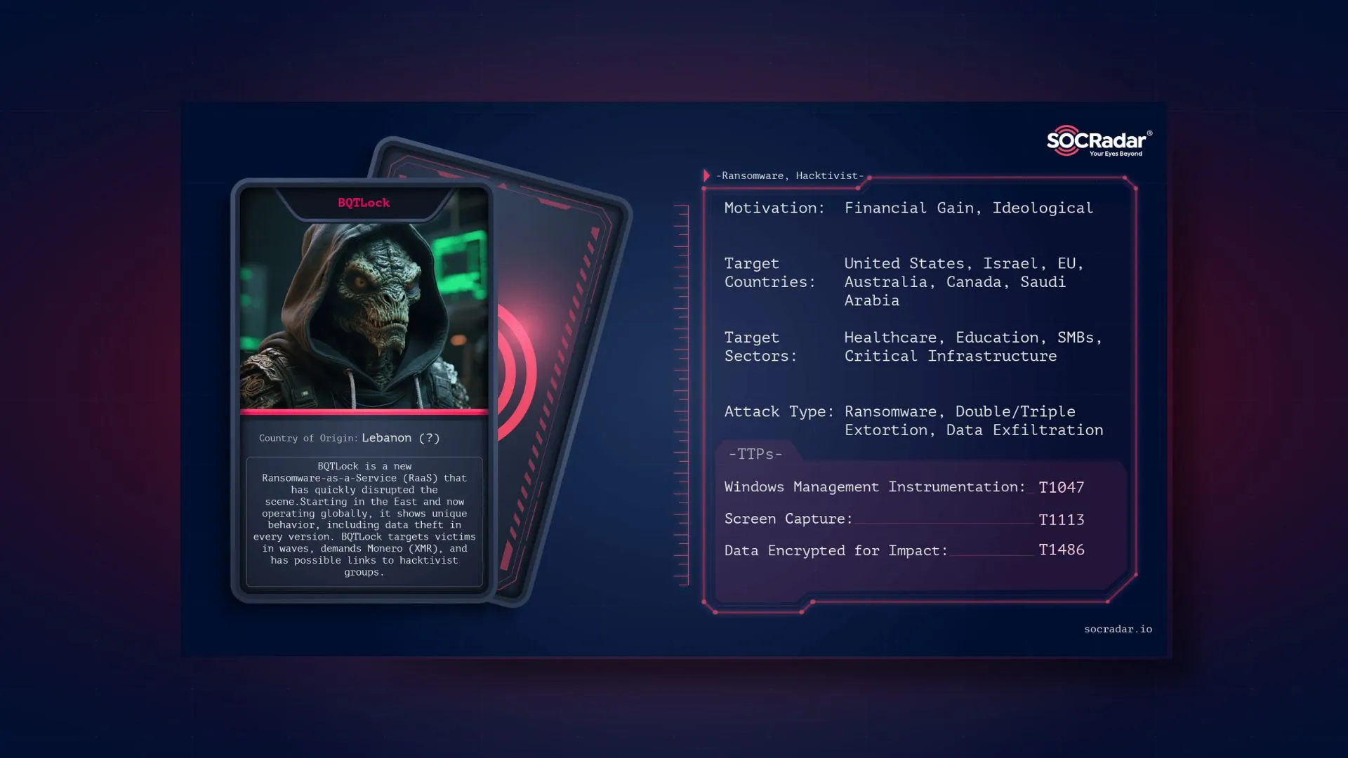 SOCRadar® Cyber Intelligence Inc. | Dark Web Profile: BQTLock Ransomware