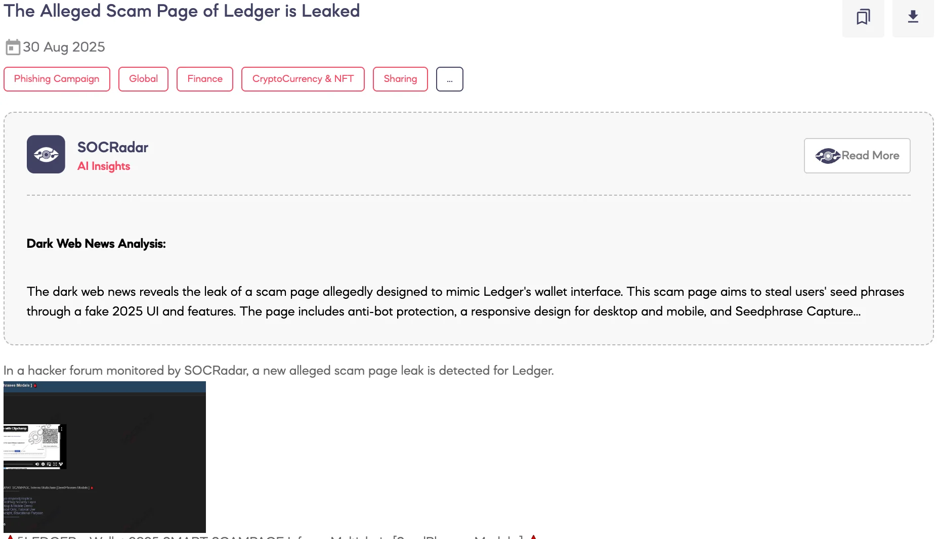 Alleged Scam Page of Ledger is Leaked