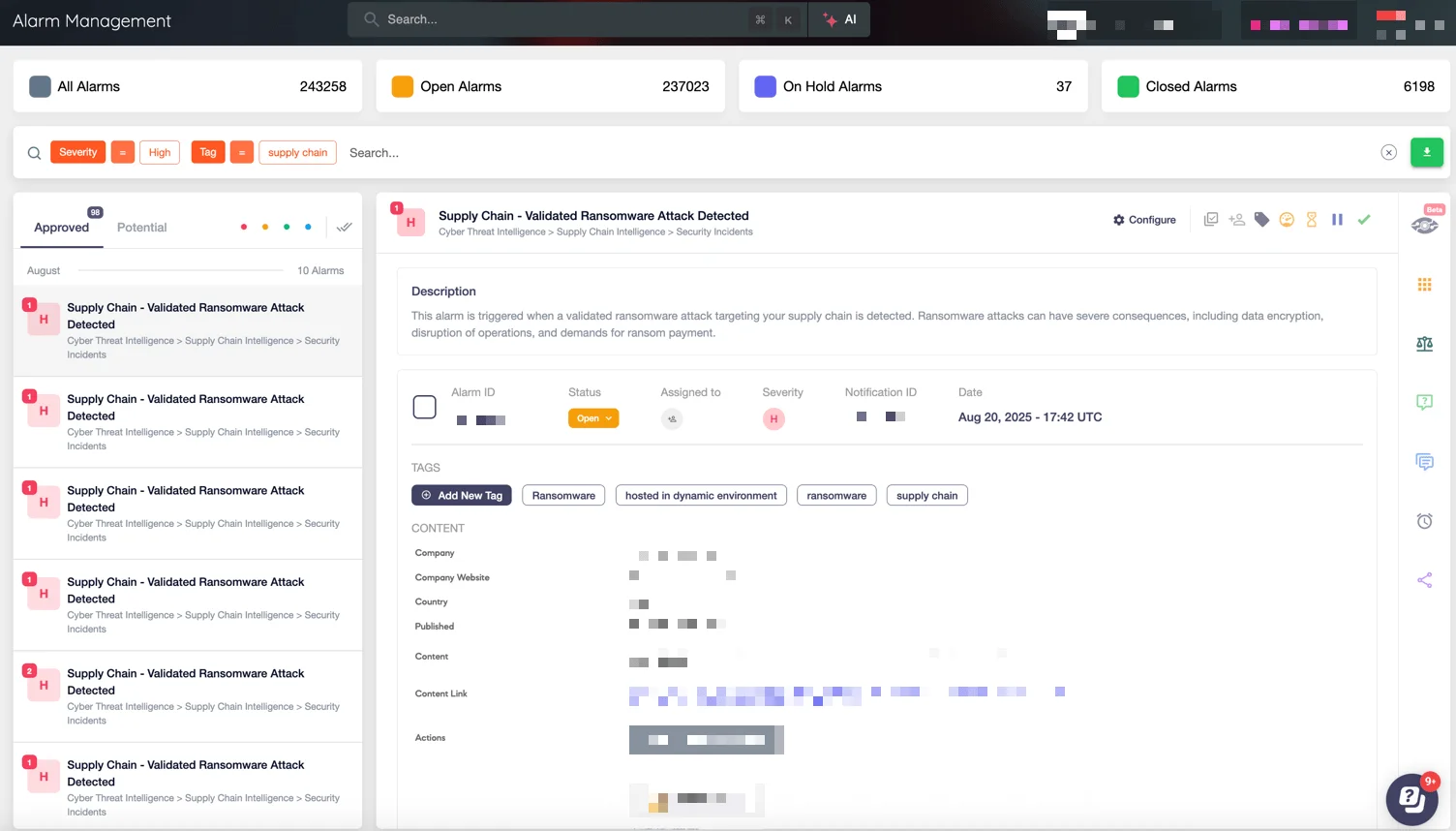SOCRadar Alarm Management