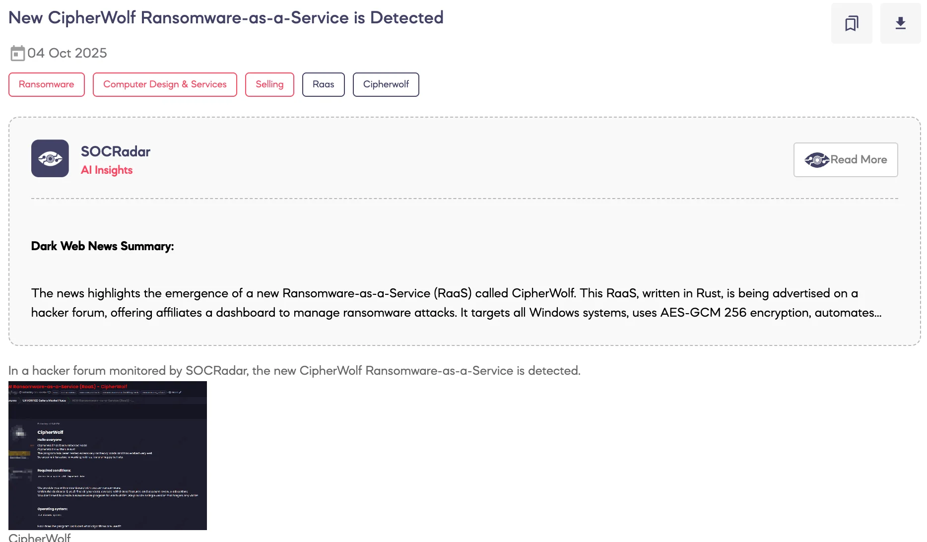 New CipherWolf Ransomware-as-a-Service is Detected
