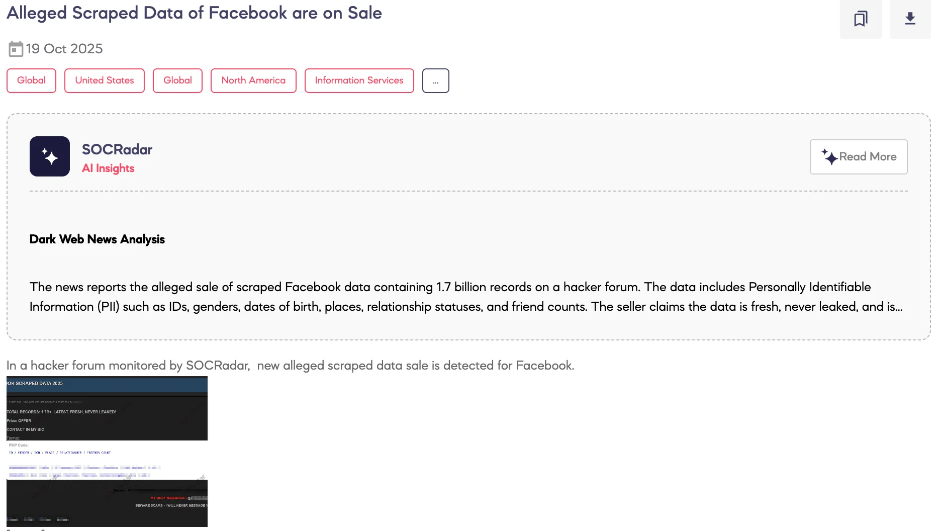 Alleged Scraped Data of Facebook are on Sale