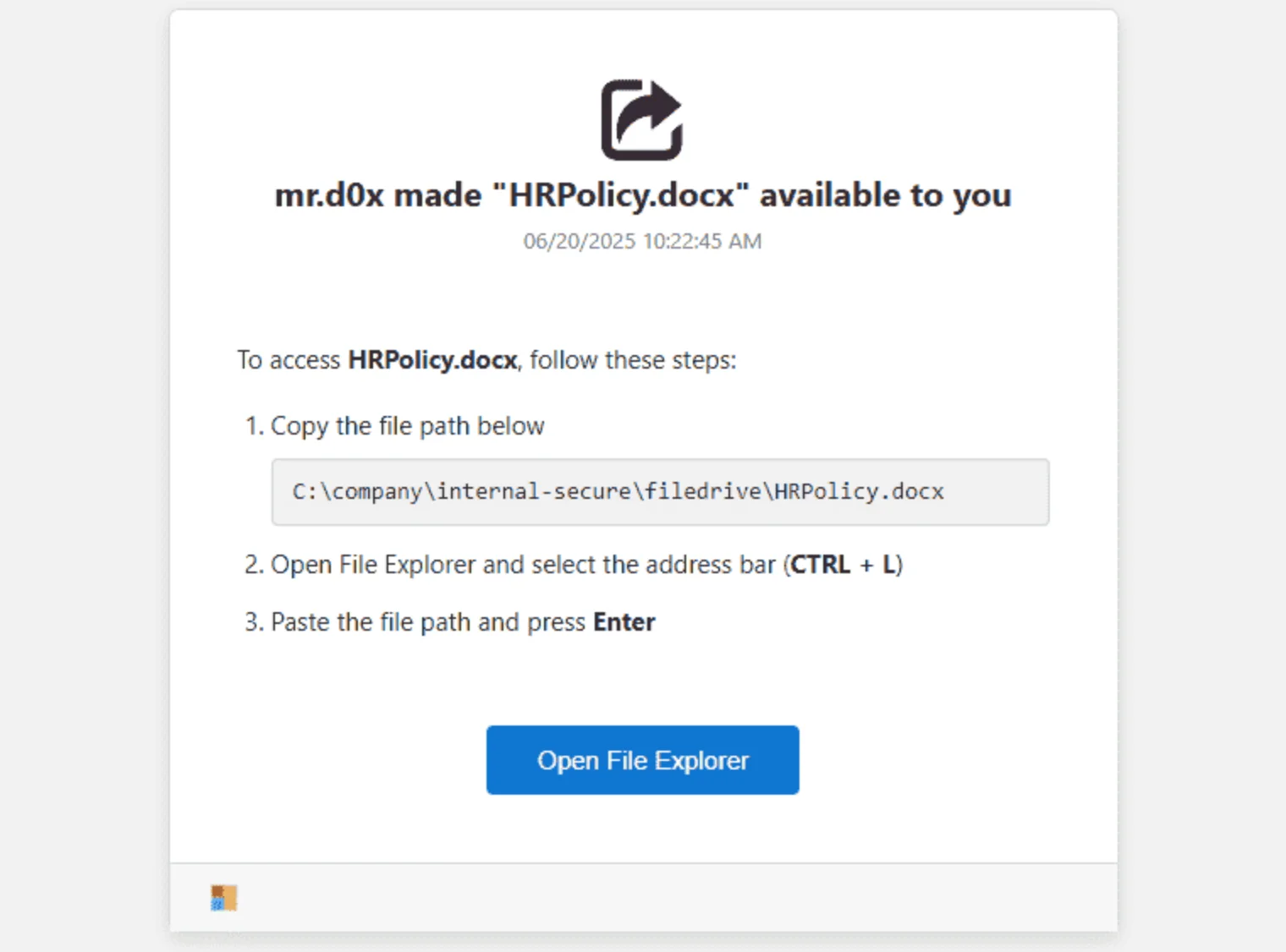 Example FileFix attack scenario (mr.d0x)
