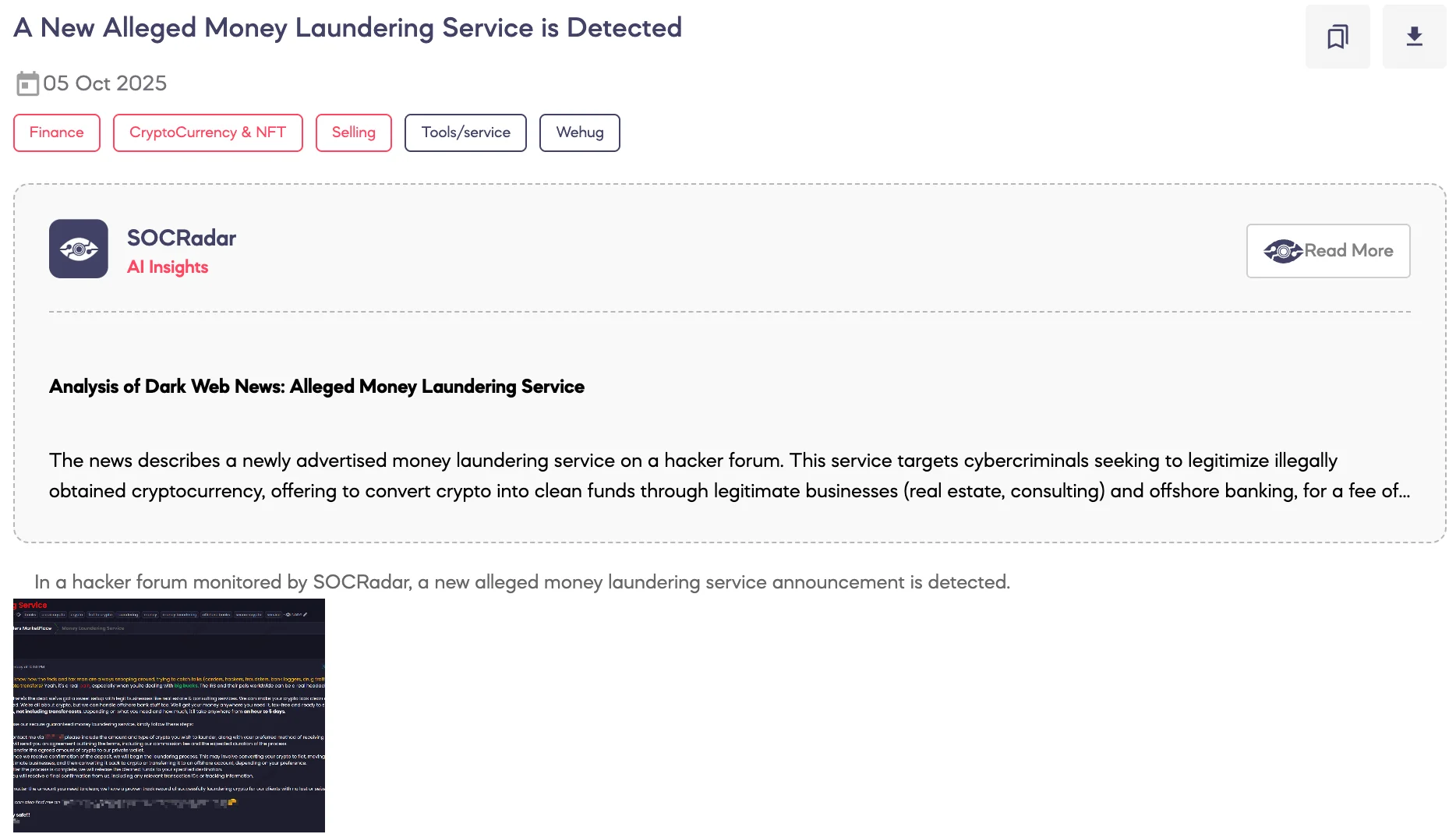 A New Alleged Money Laundering Service is Detected