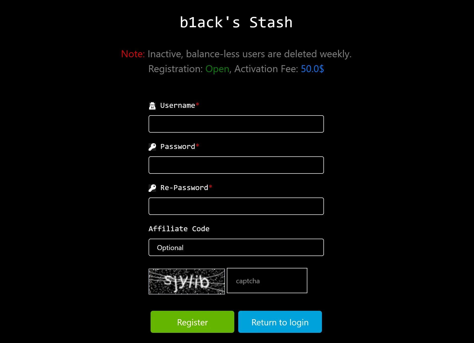 Registration and access requirements