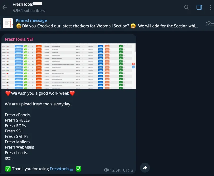 Telegram announcements for new stock