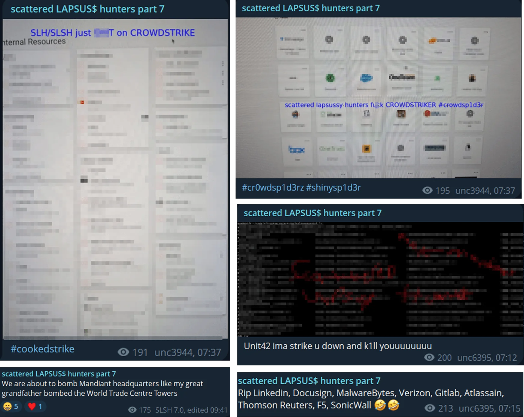 Mocking or targeting various organizations, including cybersecurity vendors