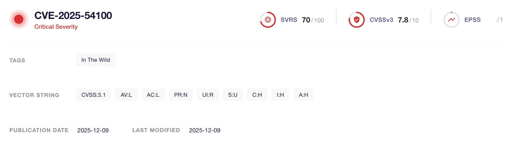 Details of CVE-2025-54100 (SOCRadar Labs, CVE Radar)